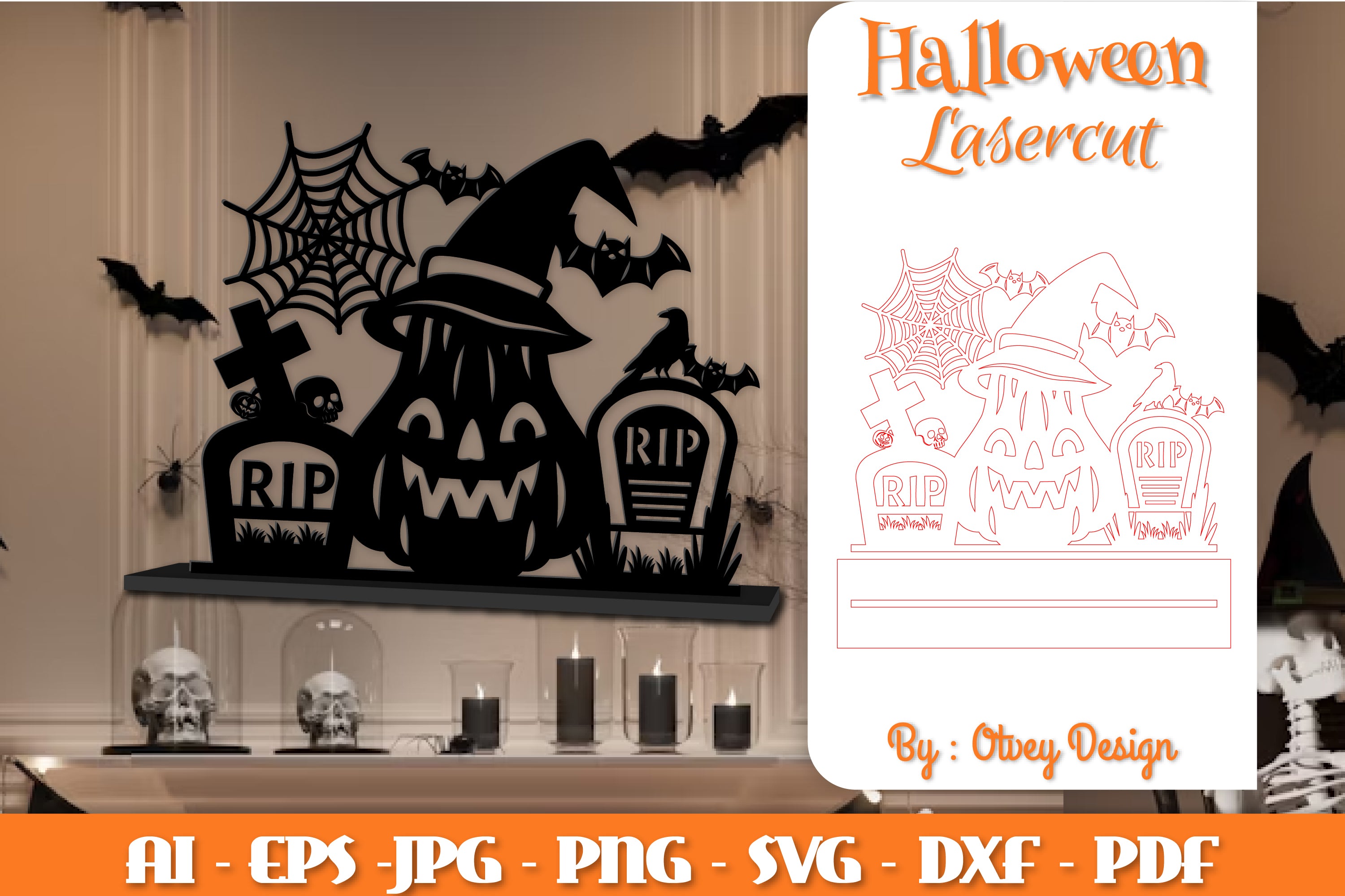 Halloween Decorations Lasercut SVG Bundle