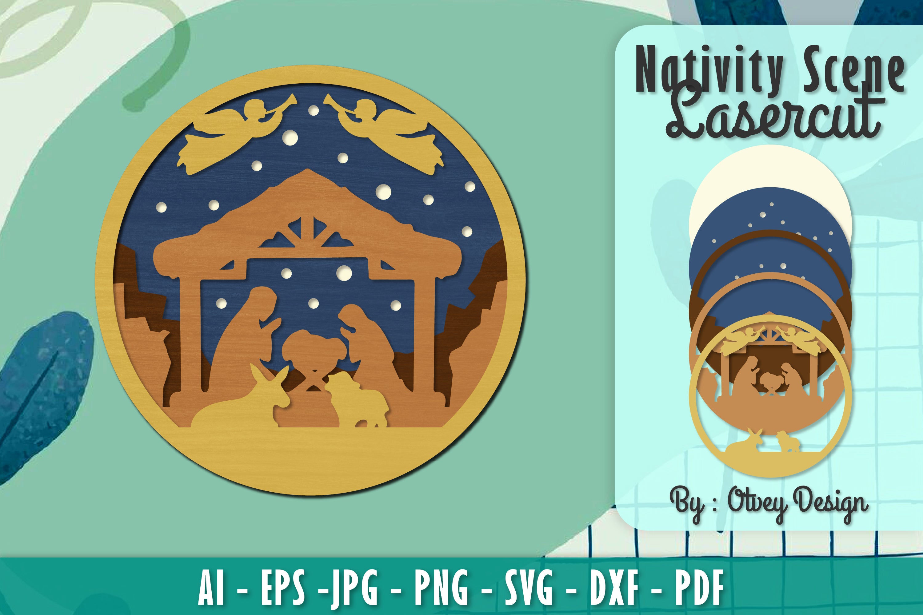 Nativity Scene Religious Christmas Layered Papercut Lasercut SVG Bundle