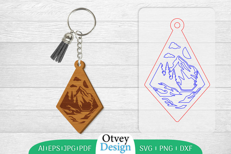 Keychain Sunset Mountain Lasercut SVG Bundle 31 - CraftNest - Digital Crafting and Art