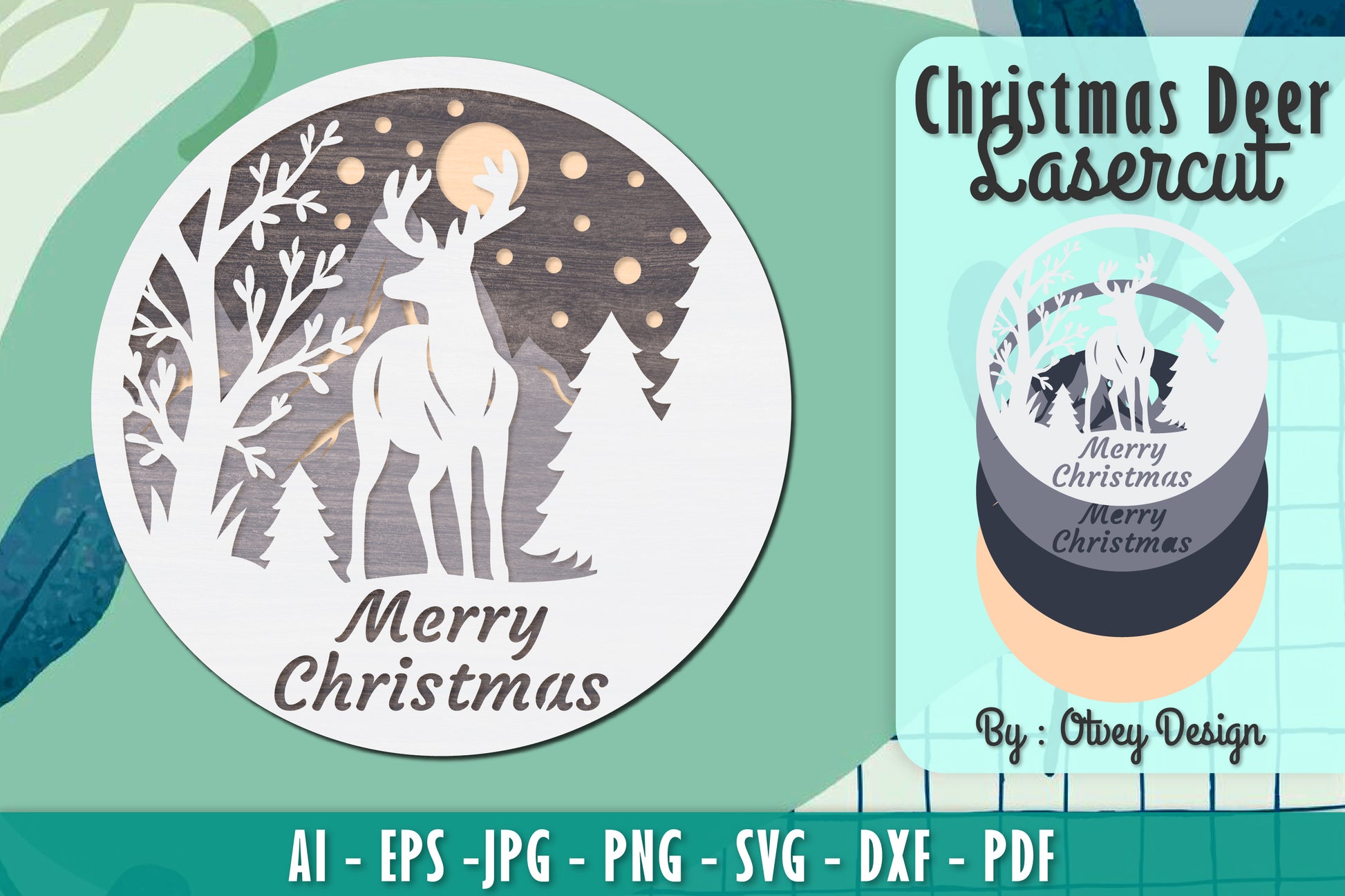 Merry Christmas Deer SVG Bundle 4 - CraftNest - Digital Crafting and Art