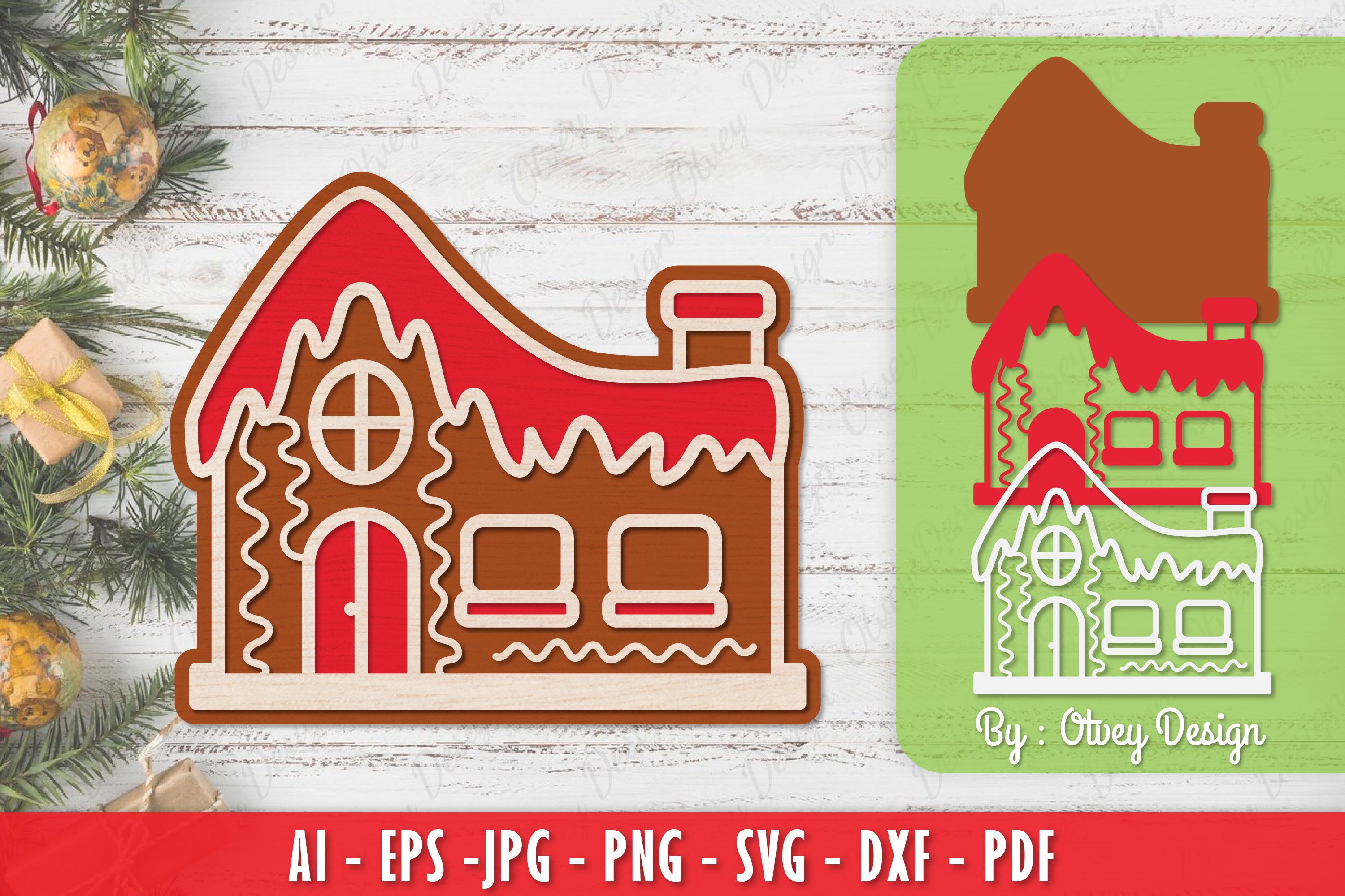 Gingerbread House Laser Cut Merry Christmas SVG Bundle 4 - CraftNest - Digital Crafting and Art