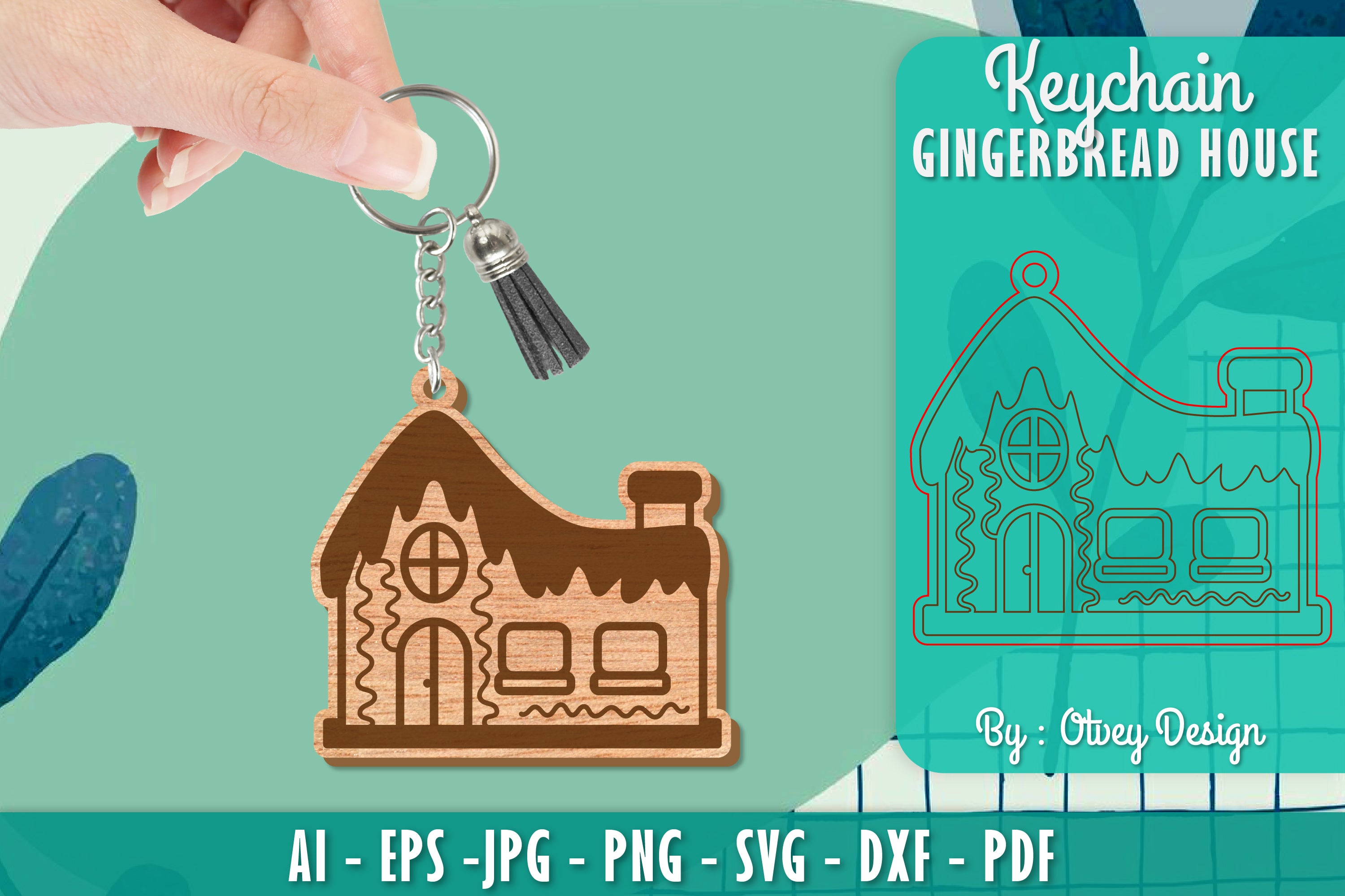 Gingerbread House Keychain Laser Cut SVG Bundle 3 - CraftNest - Digital Crafting and Art