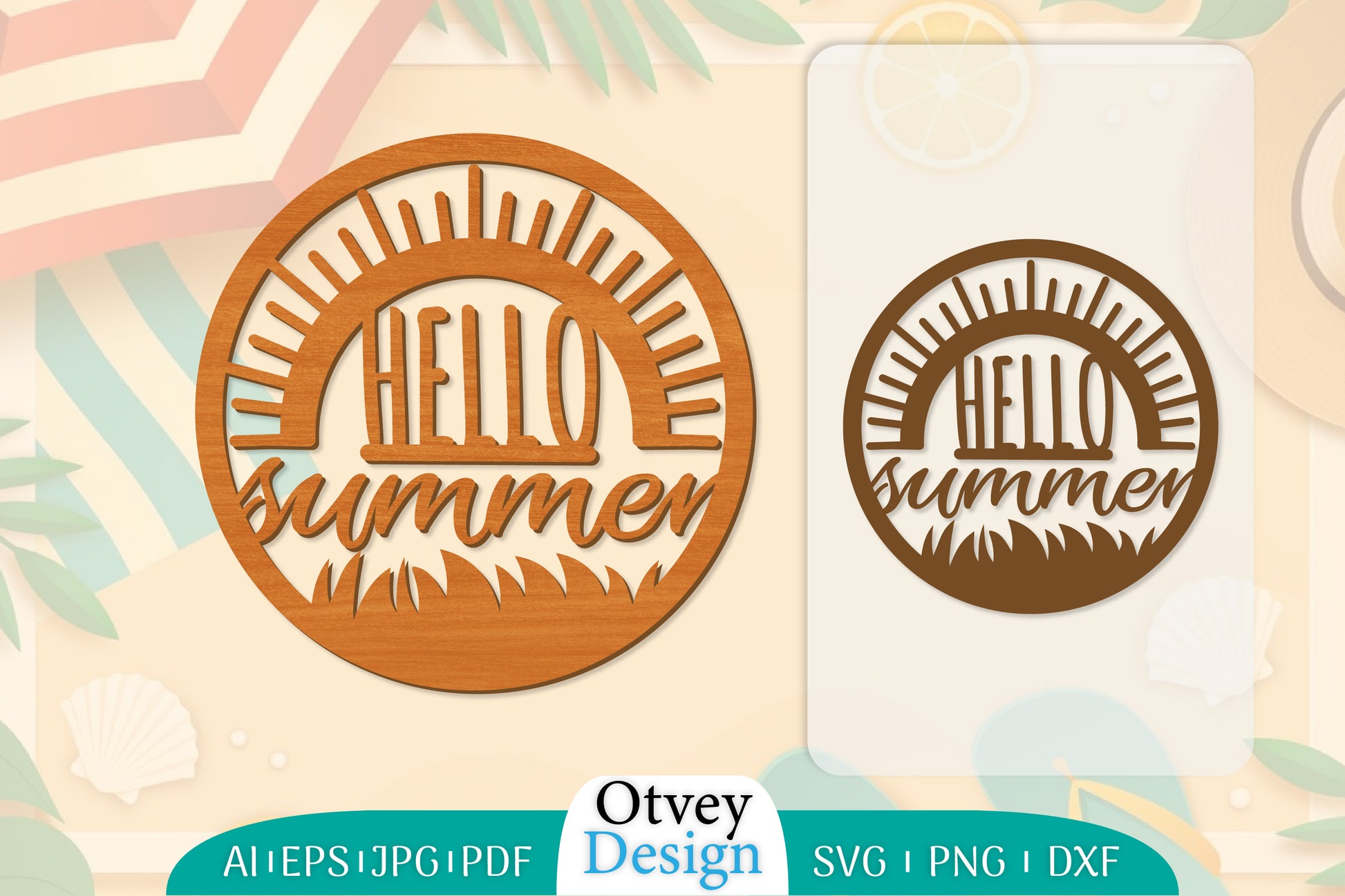 Hello Summer Round Lasercut SVG Bundle 3 - CraftNest - Digital Crafting and Art