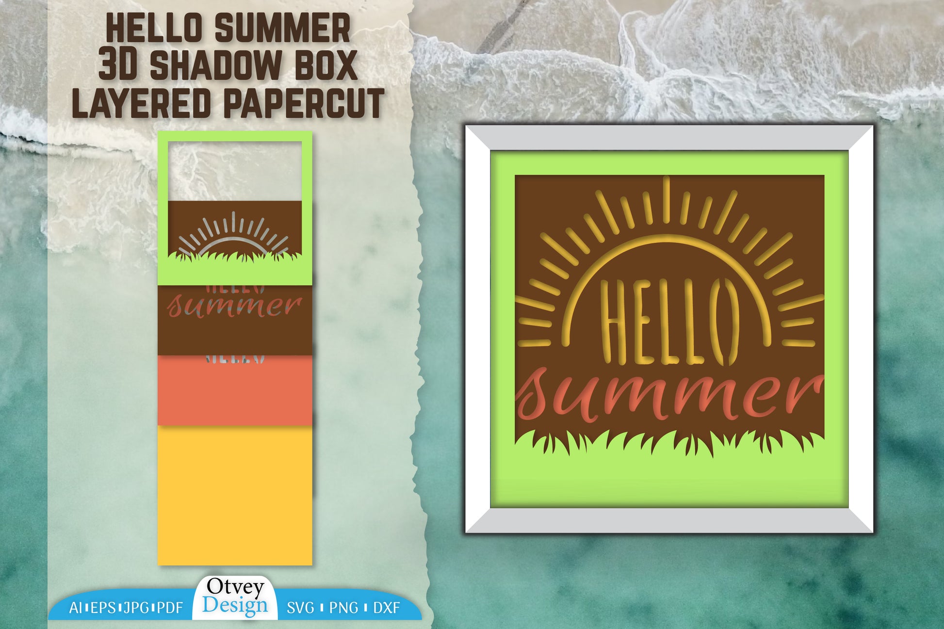 Hello Summer 3D Shadow Box Papercut SVG Bundle 3 - CraftNest - Digital Crafting and Art