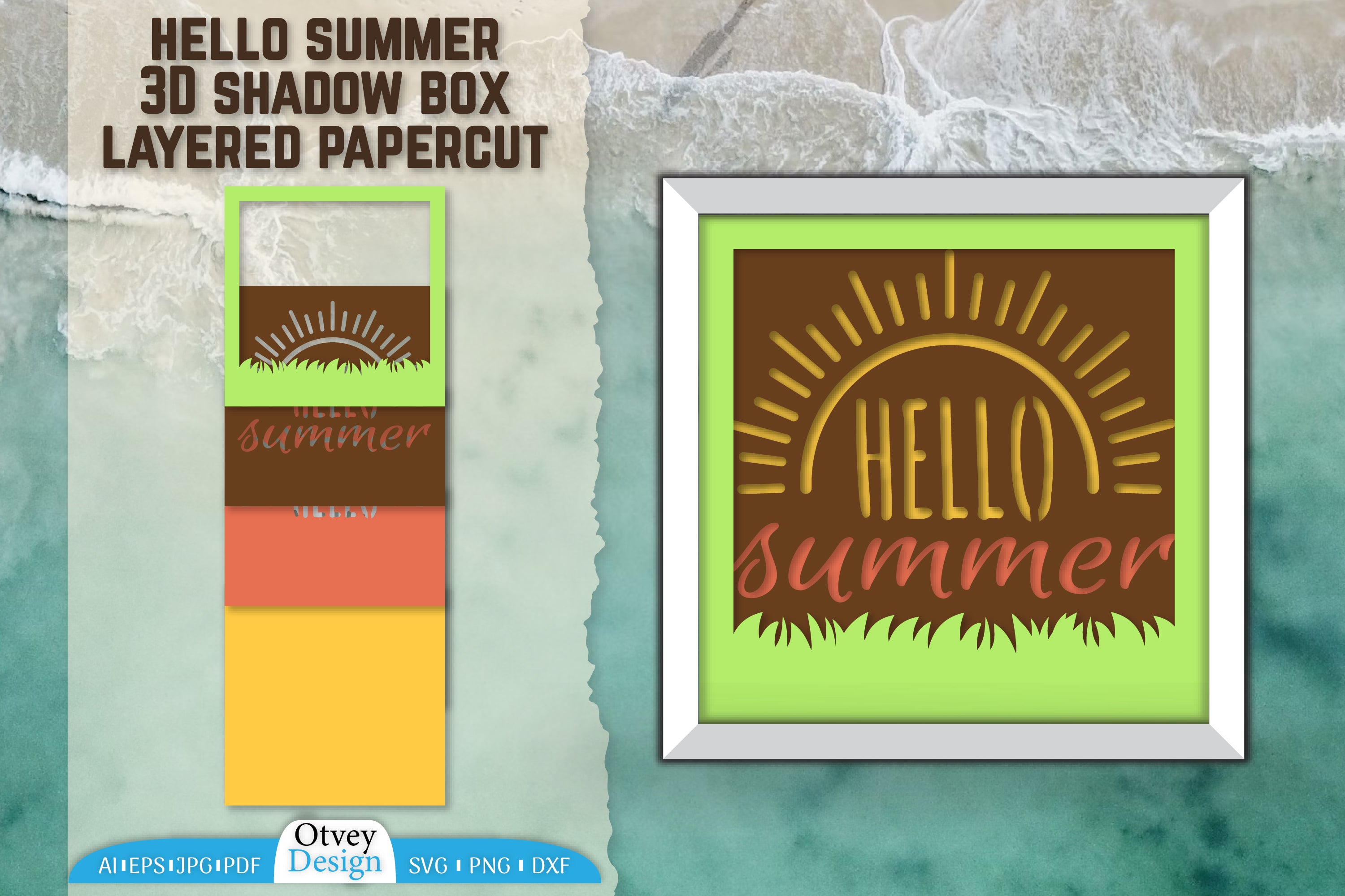Hello Summer 3D Shadow Box Papercut SVG Bundle 3 - CraftNest - Digital Crafting and Art