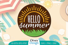 Summer Round Door Hanger SVG Bundle 4 - CraftNest - Digital Crafting and Art