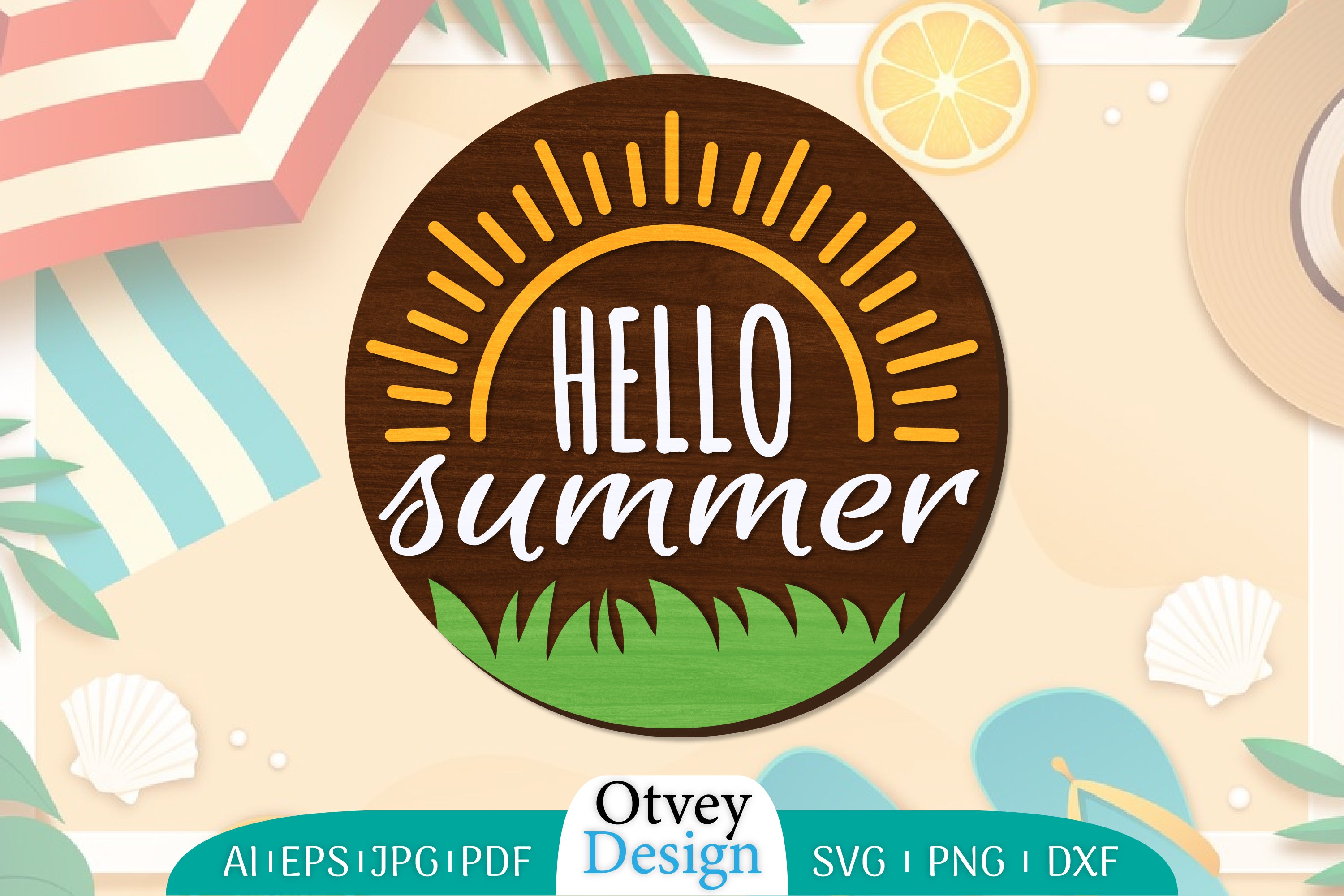 Summer Round Door Hanger SVG Bundle 4 - CraftNest - Digital Crafting and Art
