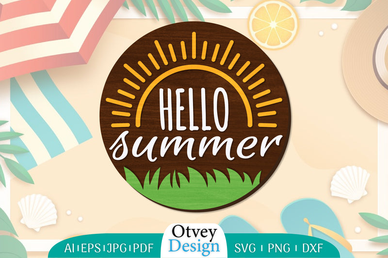 Summer Round Door Hanger SVG Bundle 4 - CraftNest - Digital Crafting and Art