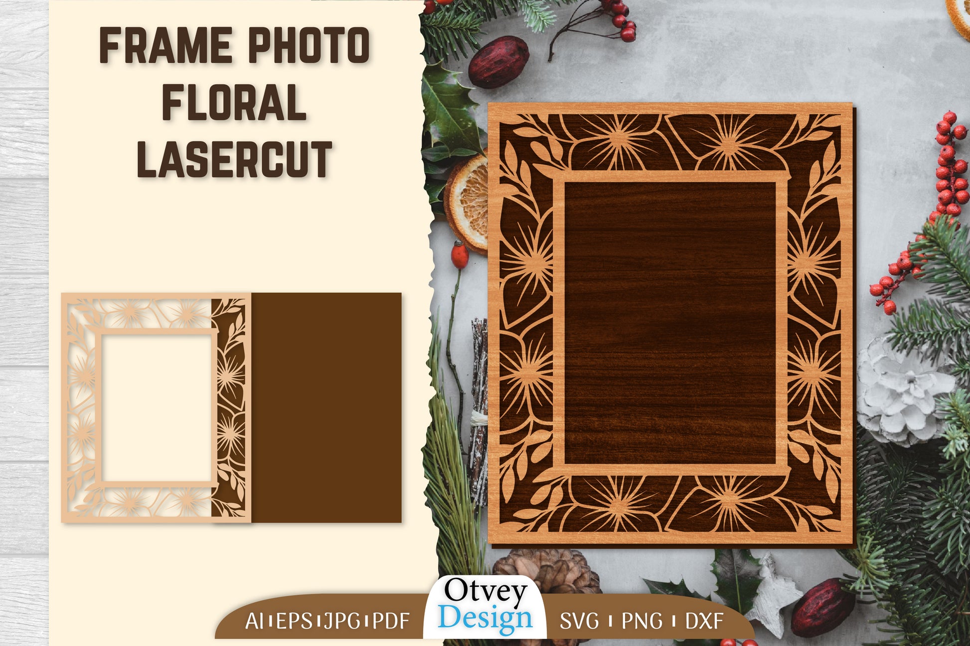 Floral Lasercut 2 Frame Photo SVG Bundle 7 - CraftNest - Digital Crafting and Art