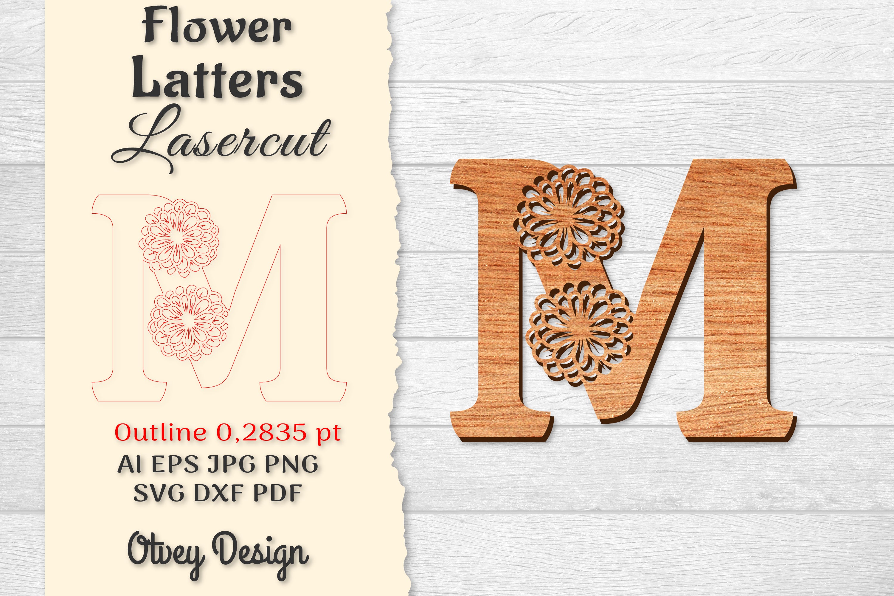 Flower Letters Laser Cut File SVG Bundle 22 - CraftNest - Digital Crafting and Art