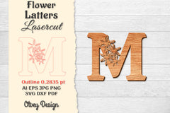 Flower Letters Laser Cut SVG Bundle 55 - CraftNest - Digital Crafting and Art
