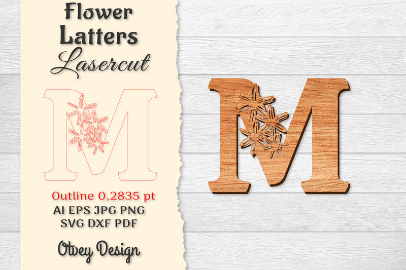 Flower Letters Laser Cut SVG Bundle 55 - CraftNest - Digital Crafting and Art
