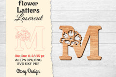 Flower Letters Laser Cut File SVG Bundle 51 - CraftNest - Digital Crafting and Art