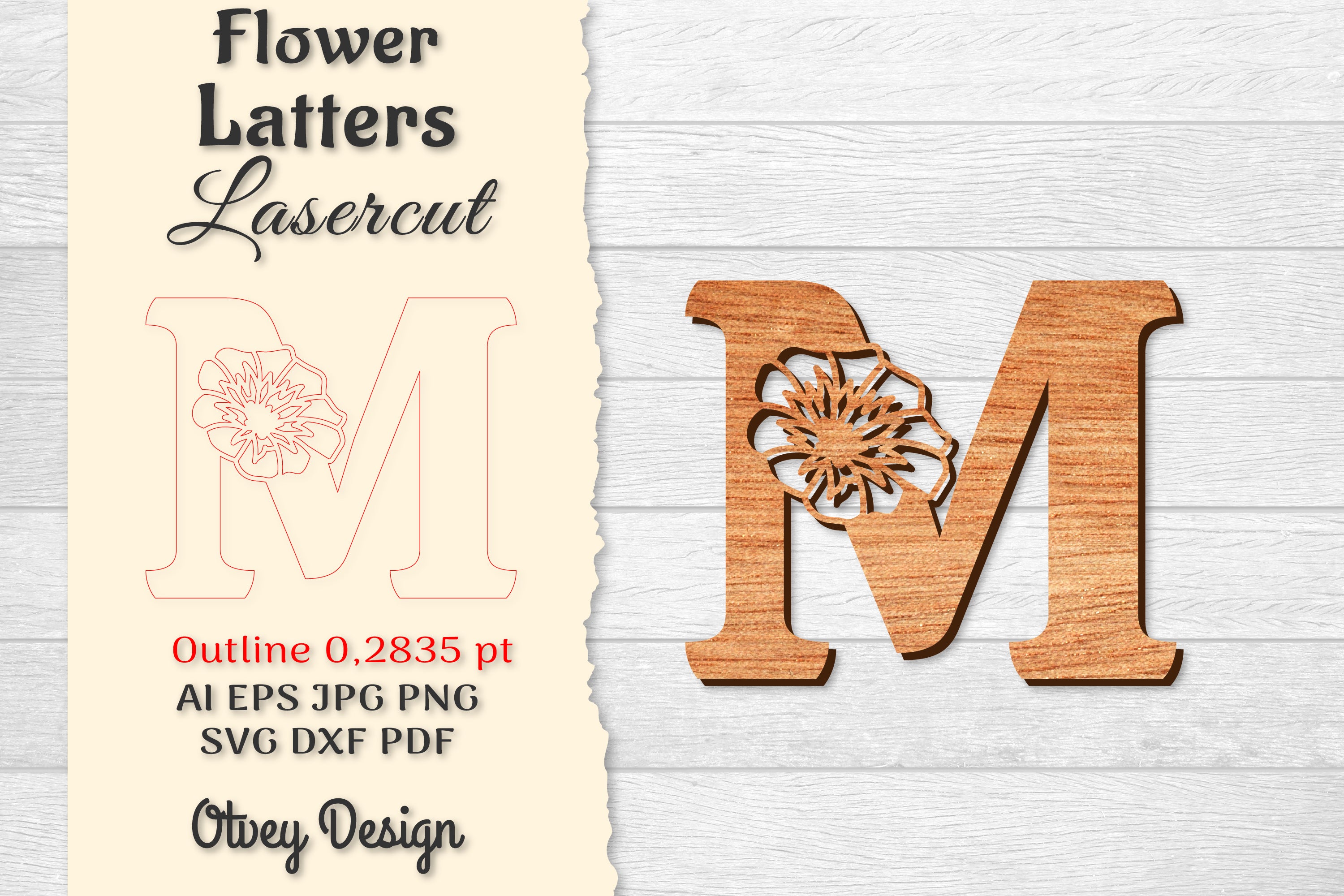 Flower Letters Laser Cut SVG Bundle 30 - CraftNest - Digital Crafting and Art