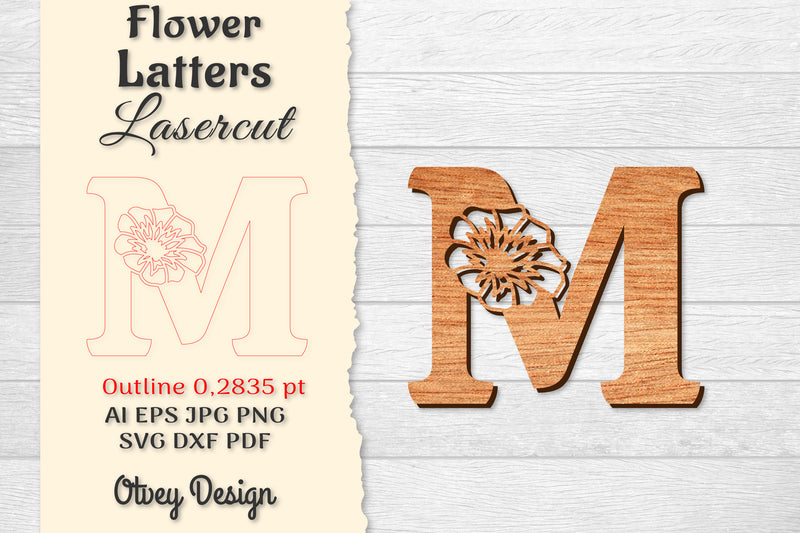 Flower Letters Laser Cut SVG Bundle 30 - CraftNest - Digital Crafting and Art