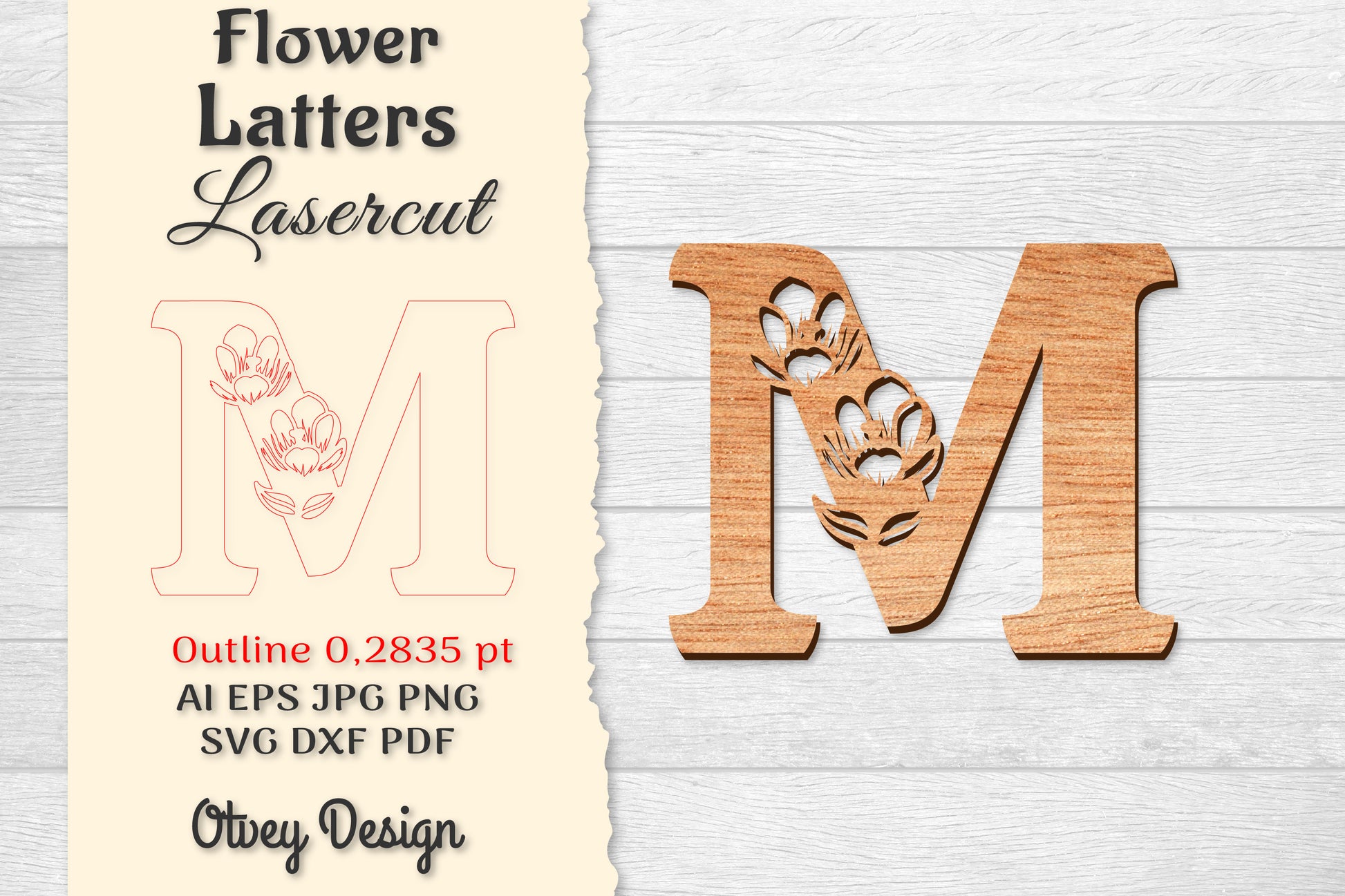 5 Flower Letters Laser Cut SVG Bundle 97 - CraftNest - Digital Crafting and Art