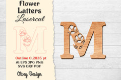 5 Flower Letters Laser Cut SVG Bundle 97 - CraftNest - Digital Crafting and Art