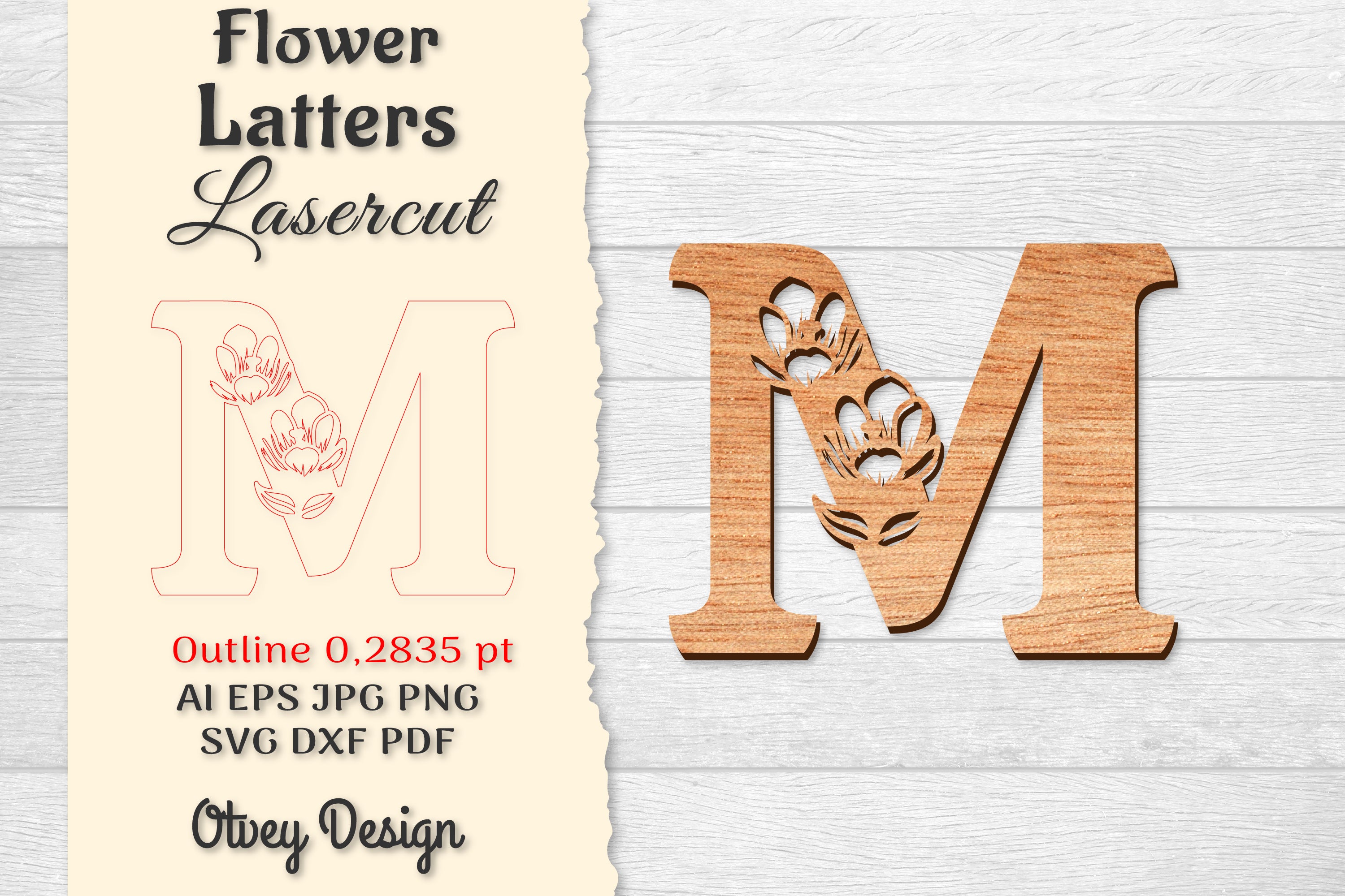 5 Flower Letters Laser Cut SVG Bundle 97 - CraftNest - Digital Crafting and Art