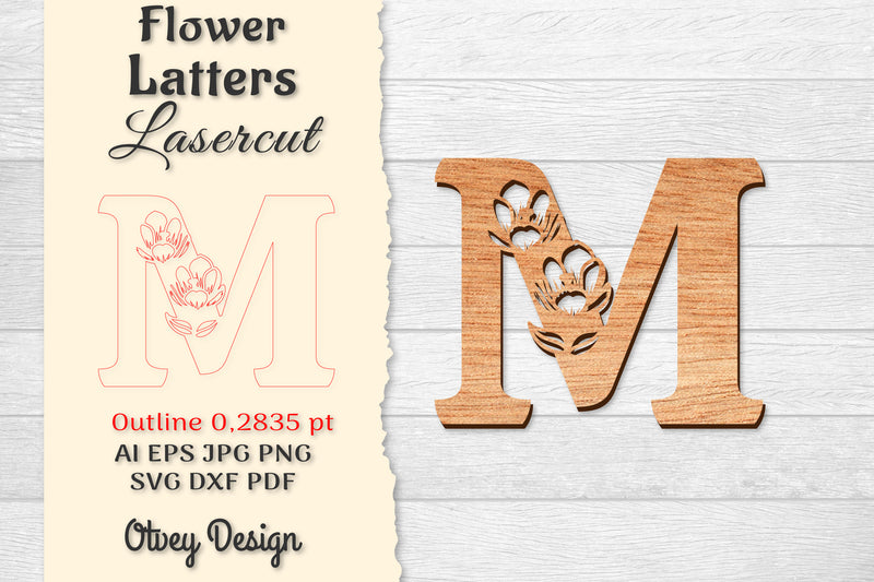 5 Flower Letters Laser Cut SVG Bundle 97 - CraftNest - Digital Crafting and Art