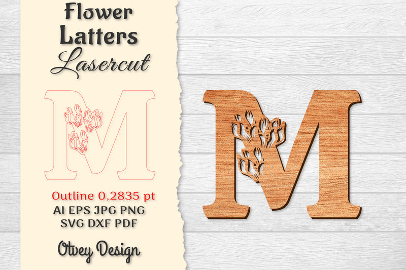 Flower Letters Laser Cut SVG Bundle 114 - CraftNest - Digital Crafting and Art