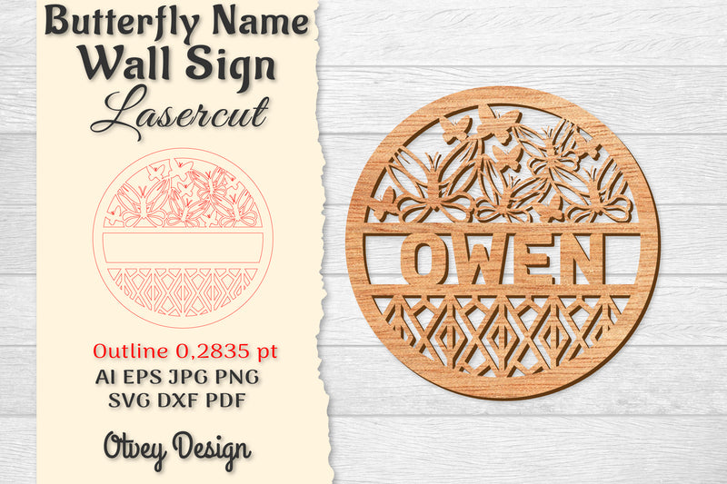 Butterfly Name Wall Art Sign SVG Bundle 13 - CraftNest - Digital Crafting and Art