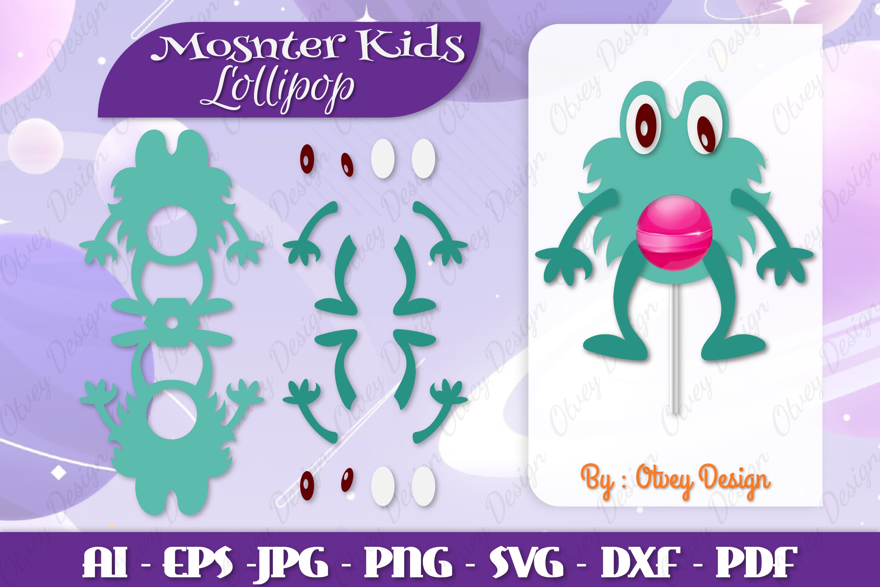 Monster Kids Lollipop Holders SVG Bundle 13 - CraftNest - Digital Crafting and Art