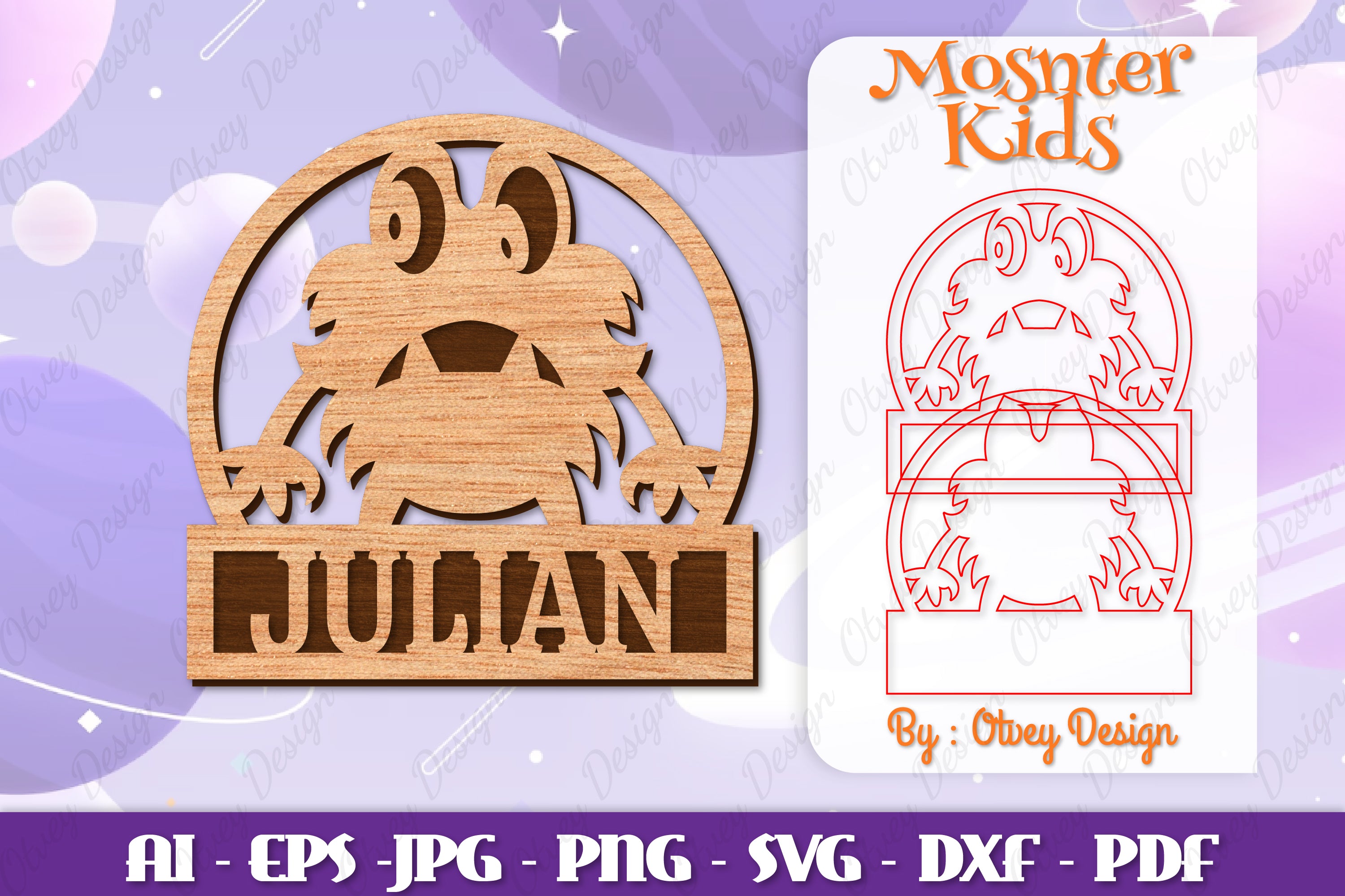 Cute Monster Name Sign SVG Bundle 6 - CraftNest - Digital Crafting and Art