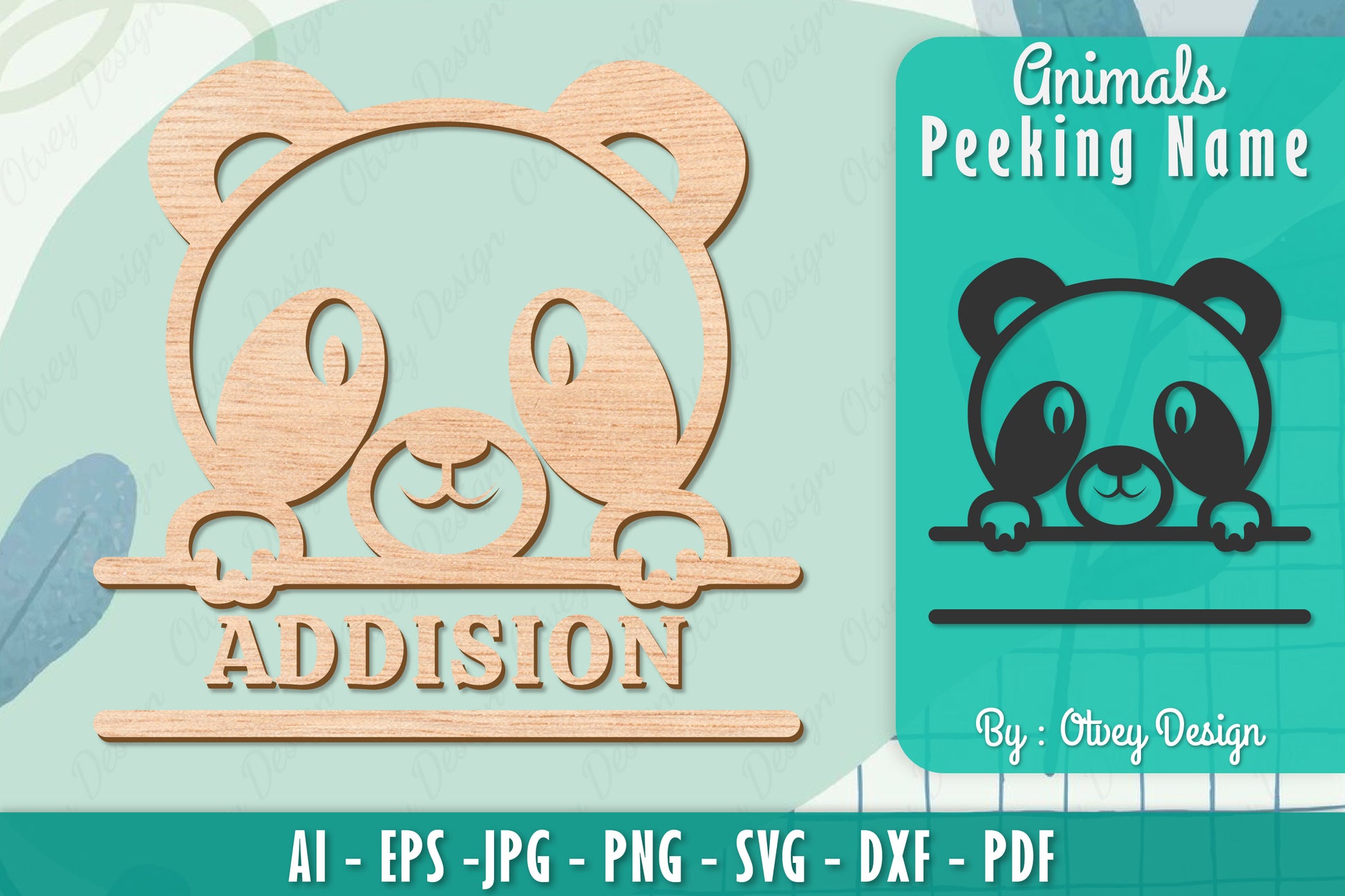 Animals Peeking Name Sign SVG Bundle 5 - CraftNest - Digital Crafting and Art