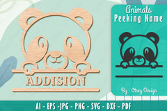 Animals Peeking Name Sign SVG Bundle 5 - CraftNest - Digital Crafting and Art