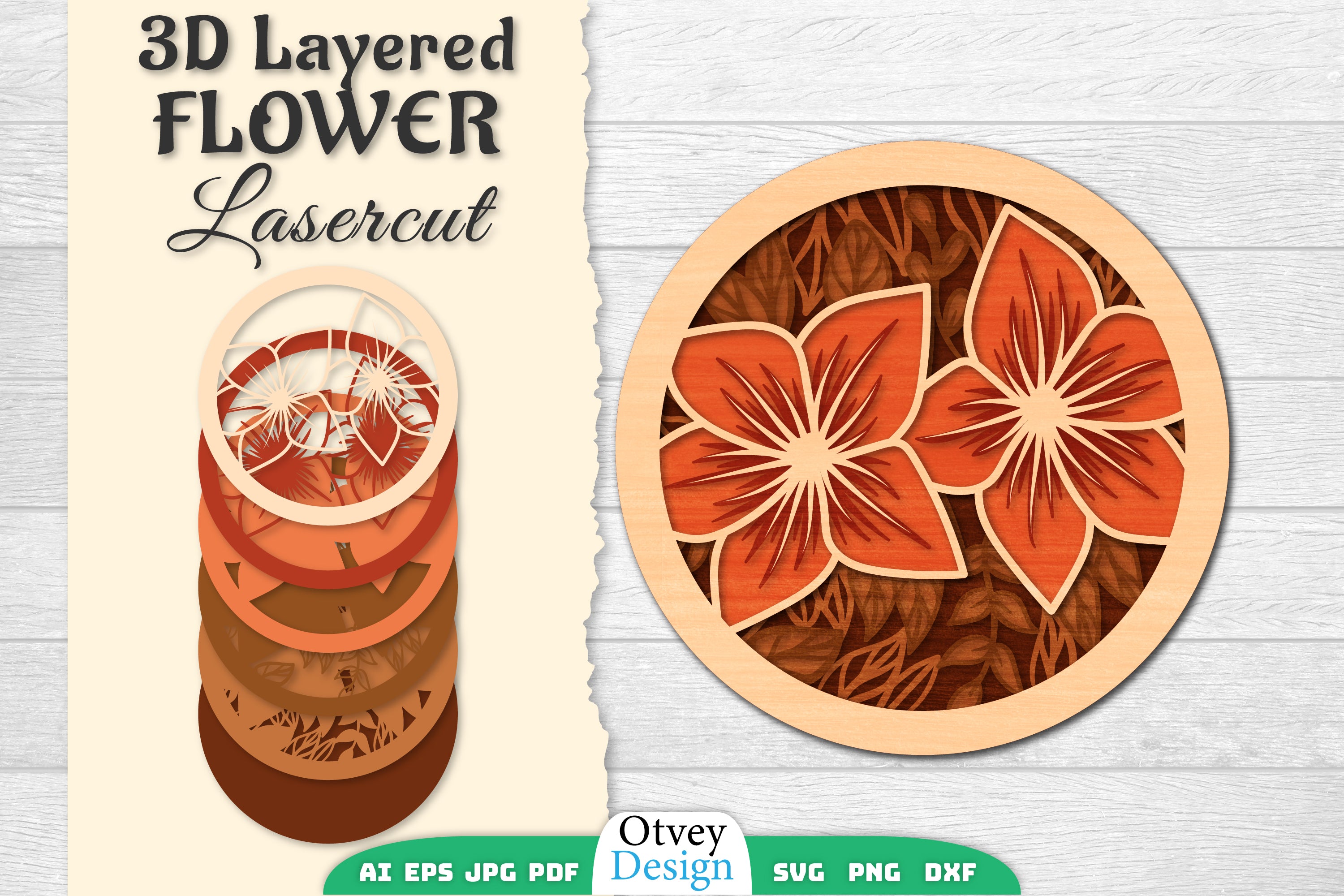 3D Layered Flower Lasercut SVG Bundle 3 - CraftNest - Digital Crafting and Art