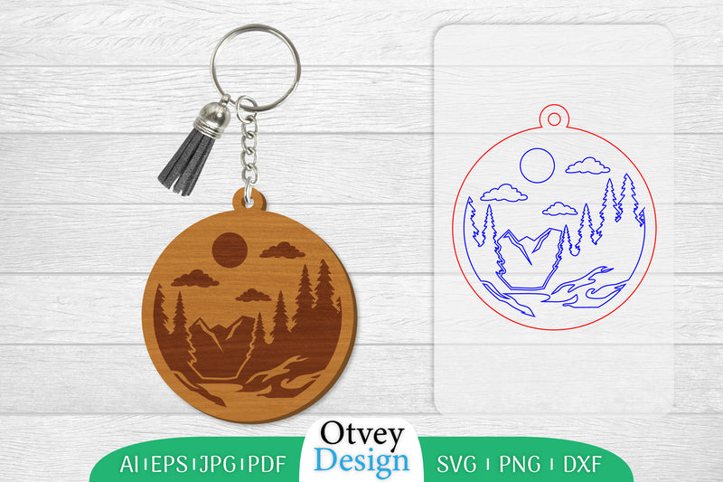 Keychain Sunset Mountain Lasercut SVG Bundle 5 - CraftNest - Digital Crafting and Art