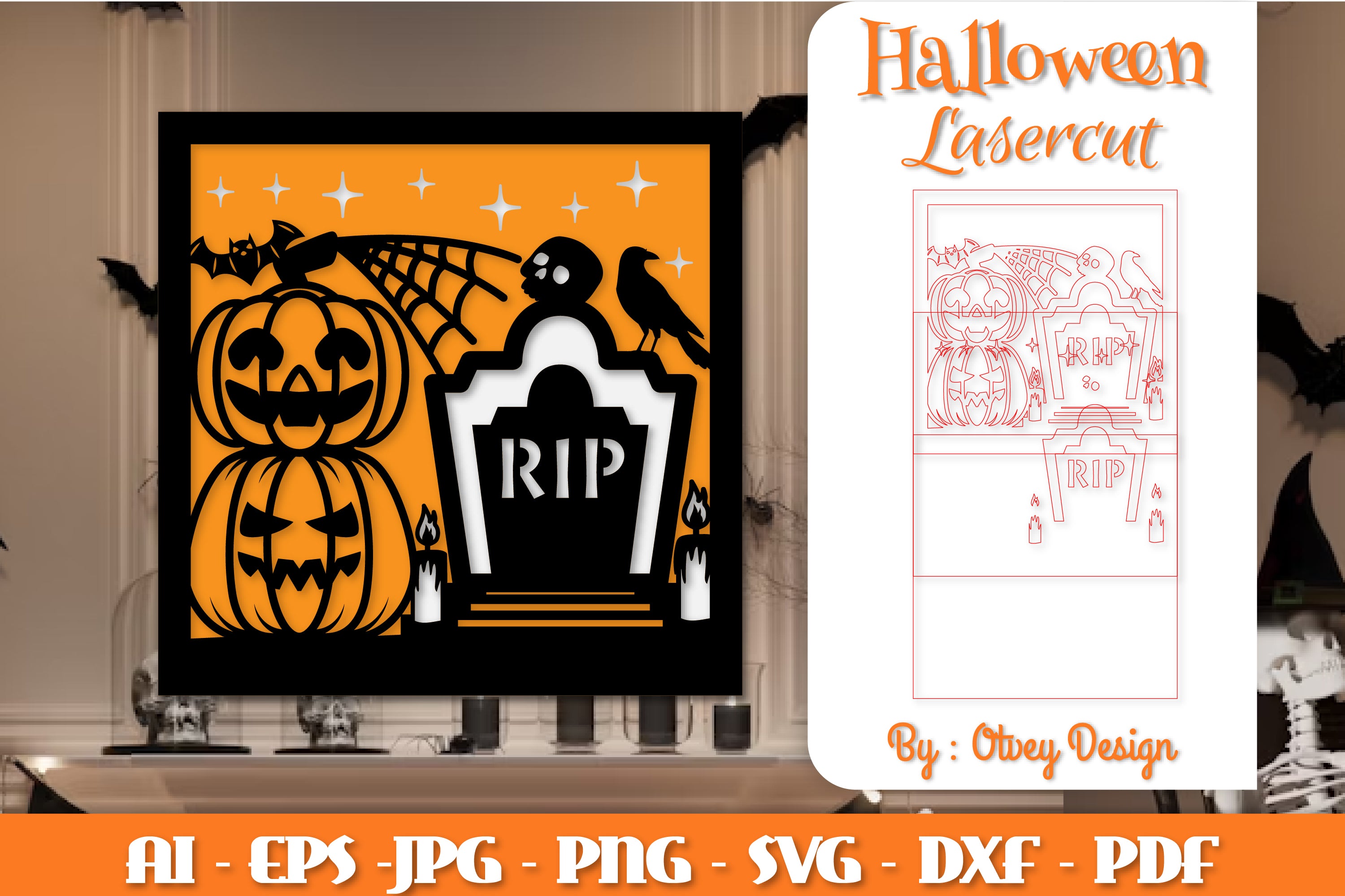 Halloween Decorations Layered Lasercut SVG Bundle