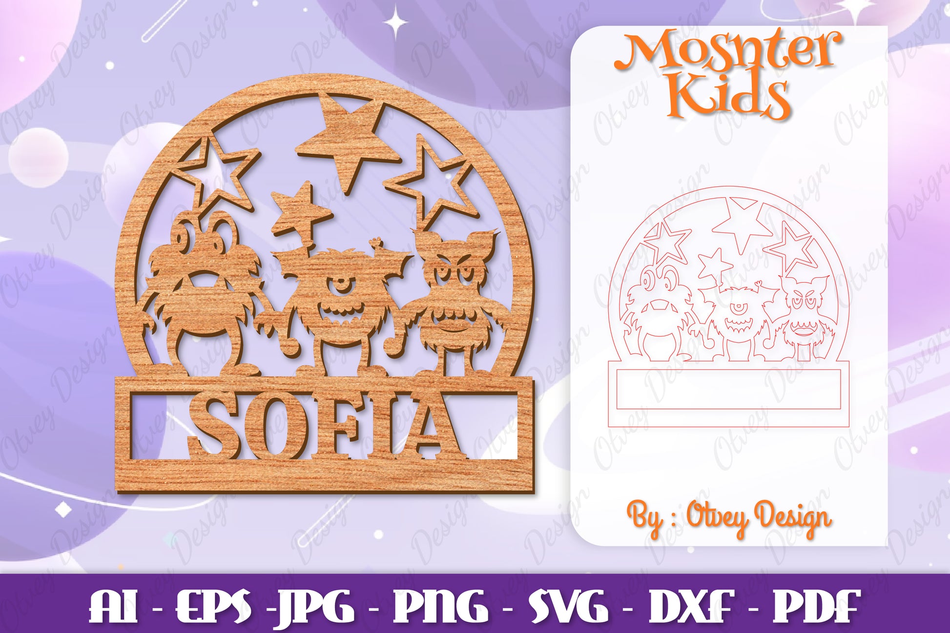 Monsters Kids Name Sign Lasercut SVG Bundle 13 - CraftNest - Digital Crafting and Art