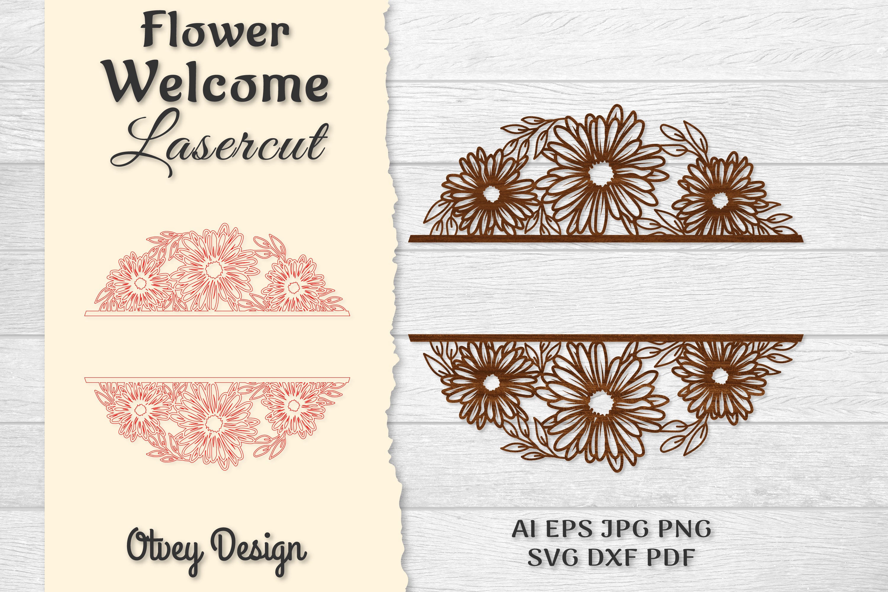 Flower Welcome Slip Lasercut SVG Bundle 13 - CraftNest - Digital Crafting and Art