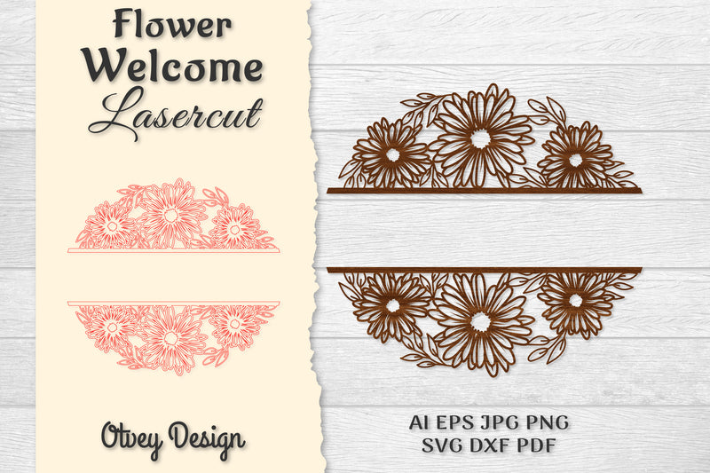 Flower Welcome Slip Lasercut SVG Bundle 13 - CraftNest - Digital Crafting and Art