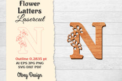 Flower Letters Laser Cut File SVG Bundle 127 - CraftNest - Digital Crafting and Art