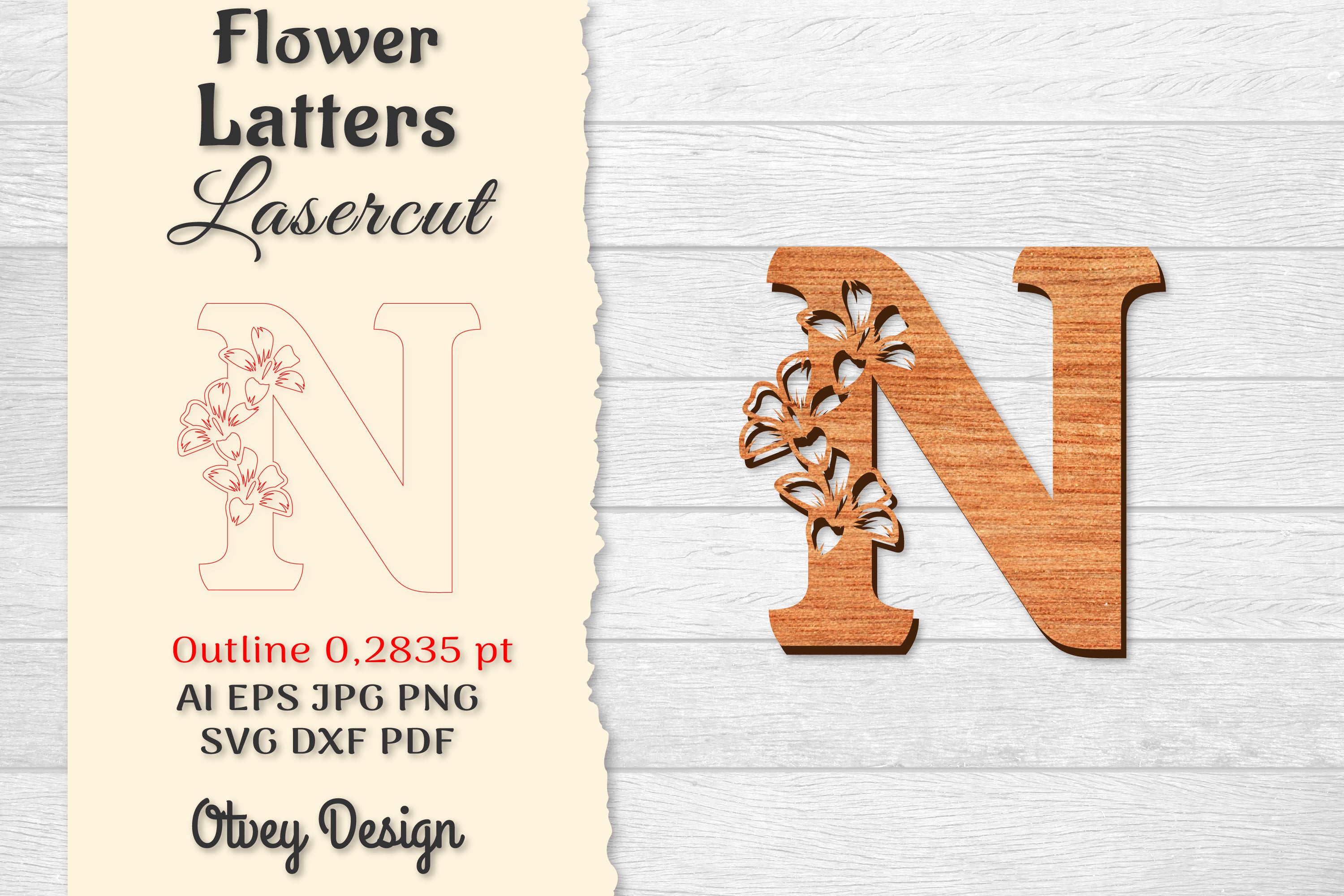 Flower Letters Laser Cut File SVG Bundle 127 - CraftNest - Digital Crafting and Art