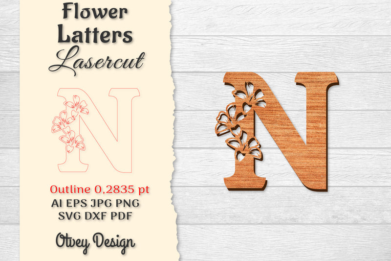 Flower Letters Laser Cut File SVG Bundle 127 - CraftNest - Digital Crafting and Art