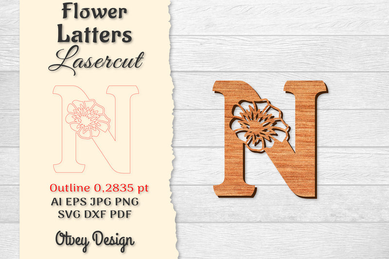 Flower Letters Laser Cut File SVG Bundle 9 - CraftNest - Digital Crafting and Art