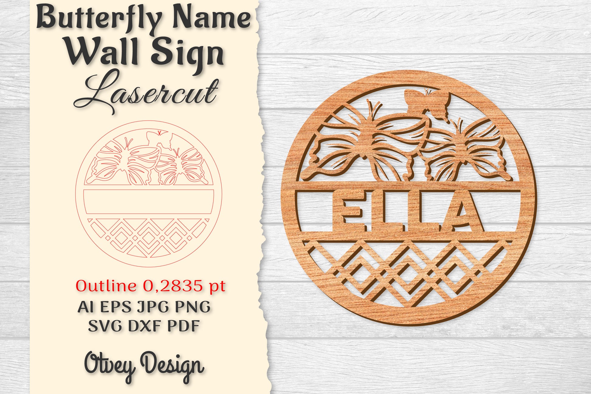 Butterfly Name Wall Art Sign SVG Bundle 14 - CraftNest - Digital Crafting and Art