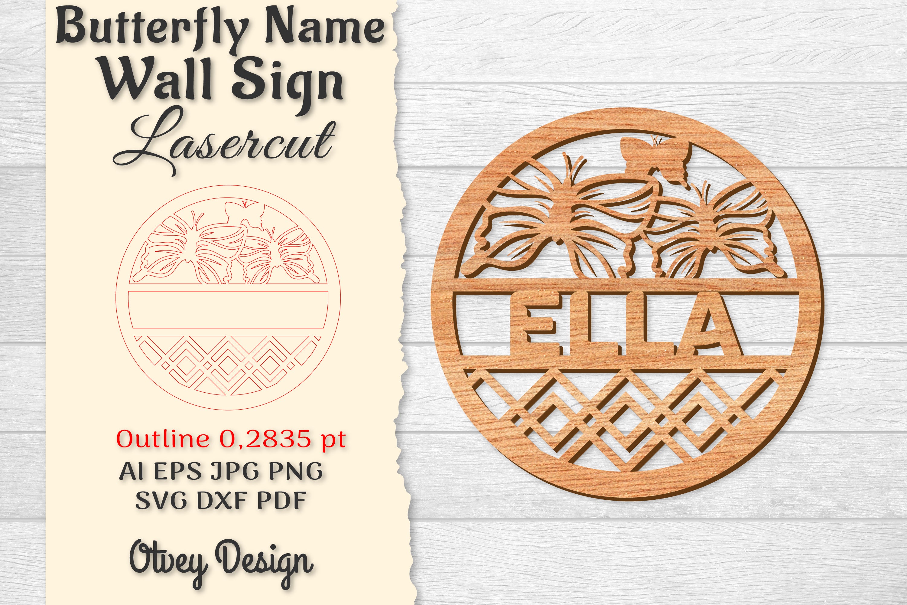 Butterfly Name Wall Art Sign SVG Bundle 14 - CraftNest - Digital Crafting and Art