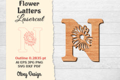 Flower Letters Laser Cut SVG Bundle 12 - CraftNest - Digital Crafting and Art