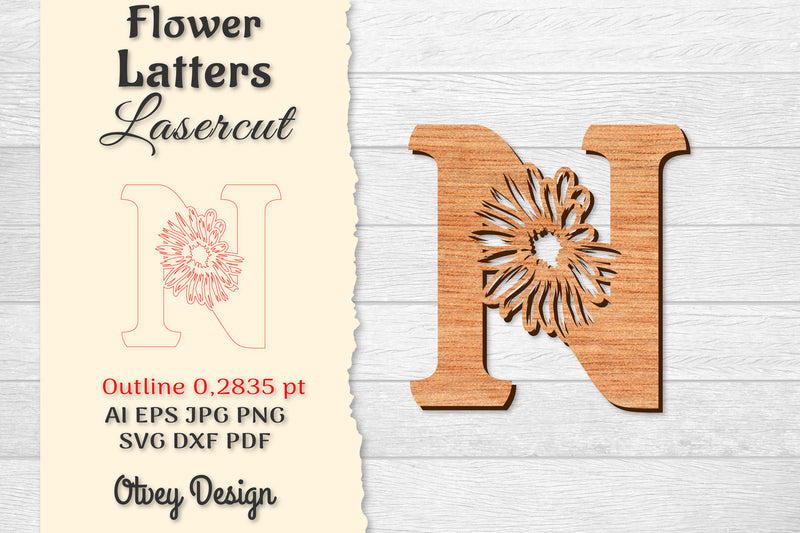 Flower Letters Laser Cut SVG Bundle 12 - CraftNest - Digital Crafting and Art
