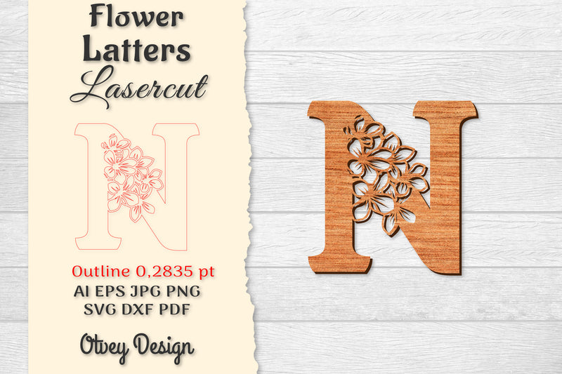 Flower Letters Laser Cut SVG Bundle 159 - CraftNest - Digital Crafting and Art