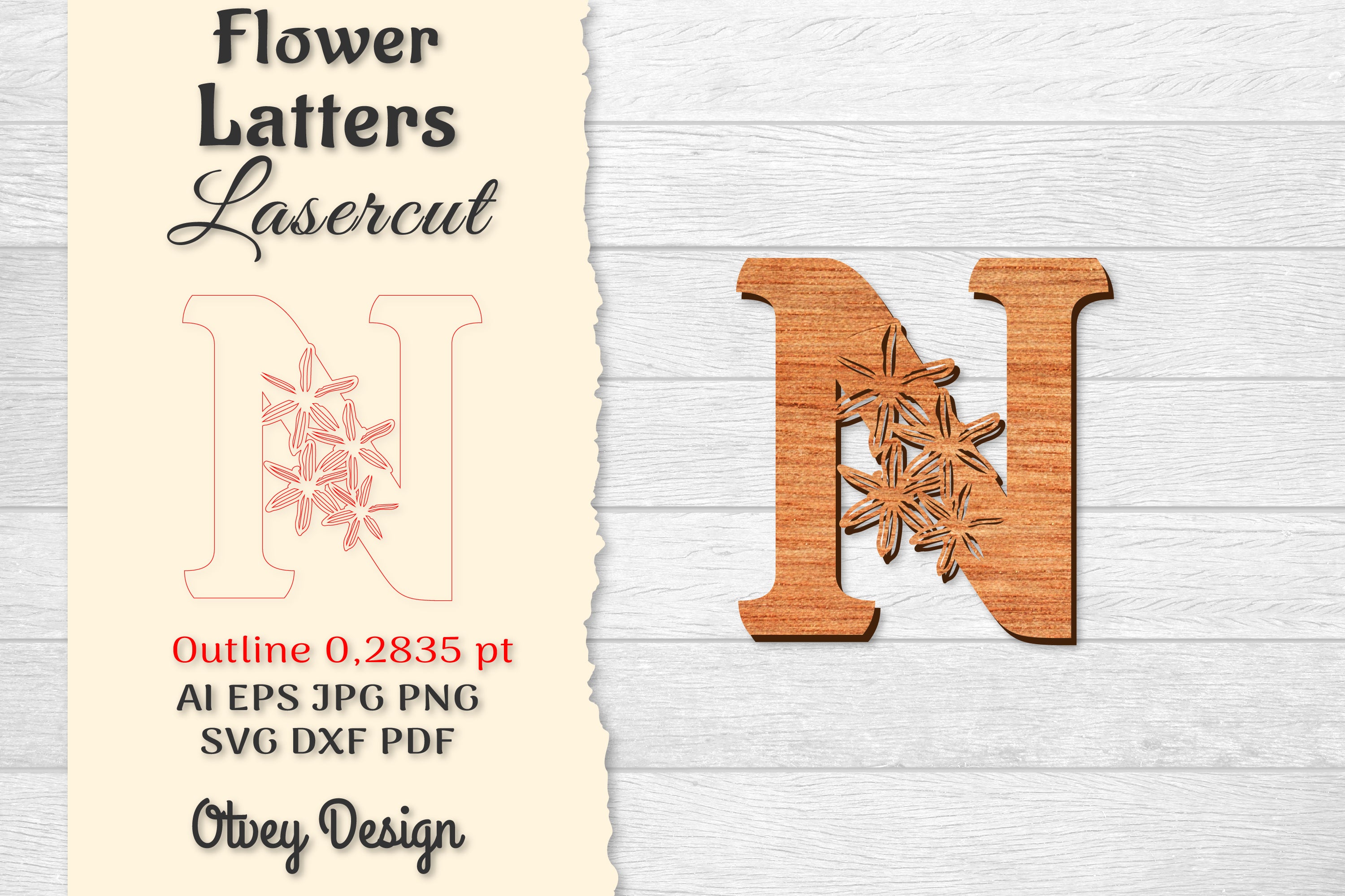 Flower Letters Laser Cut SVG Bundle 56 - CraftNest - Digital Crafting and Art