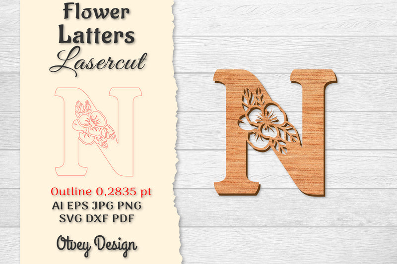 Flower Letters Laser Cut File SVG Bundle 87 - CraftNest - Digital Crafting and Art
