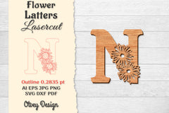 Flower Letters Laser Cut SVG Bundle 69 - CraftNest - Digital Crafting and Art