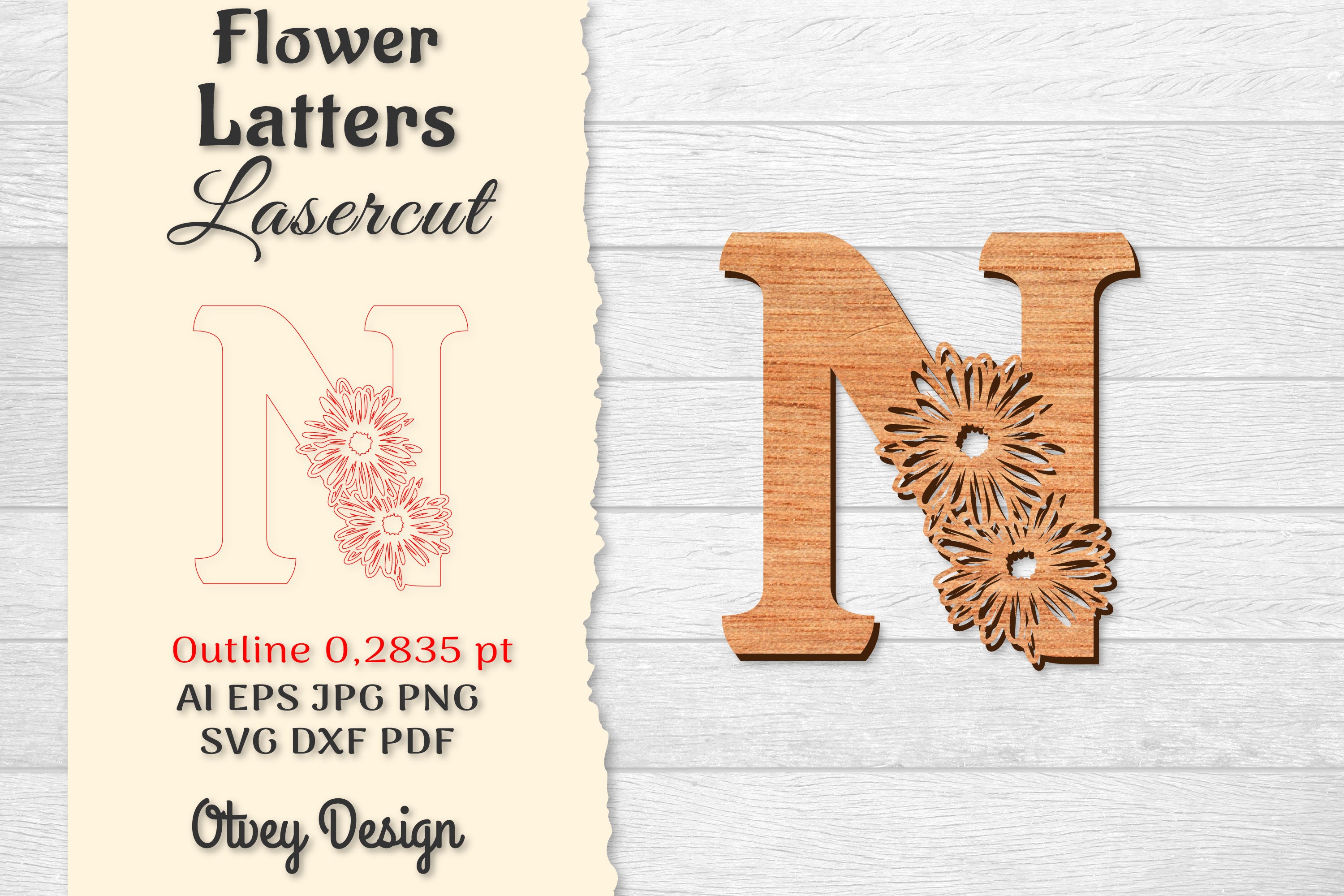 Flower Letters Laser Cut SVG Bundle 69 - CraftNest - Digital Crafting and Art