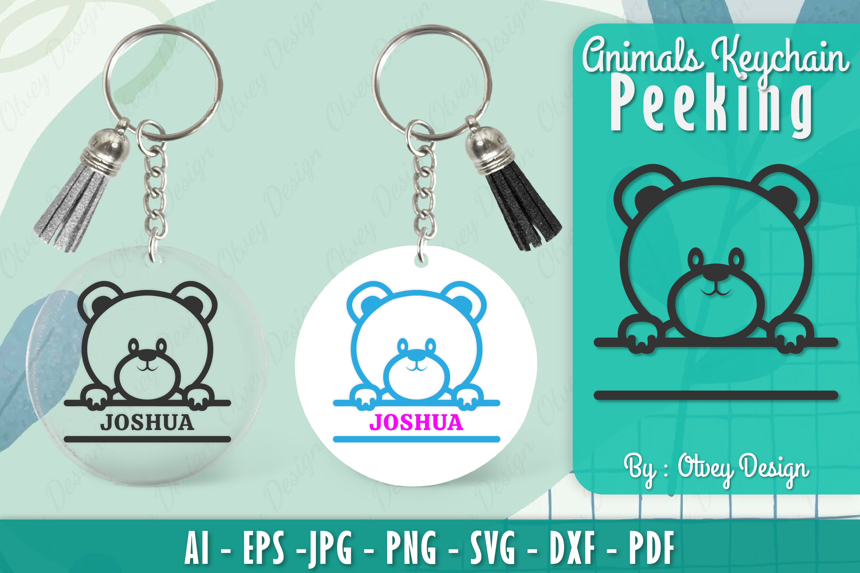 Animals Peeking Keychain SVG Bundle 6 - CraftNest - Digital Crafting and Art