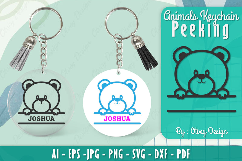 Animals Peeking Keychain SVG Bundle 6 - CraftNest - Digital Crafting and Art